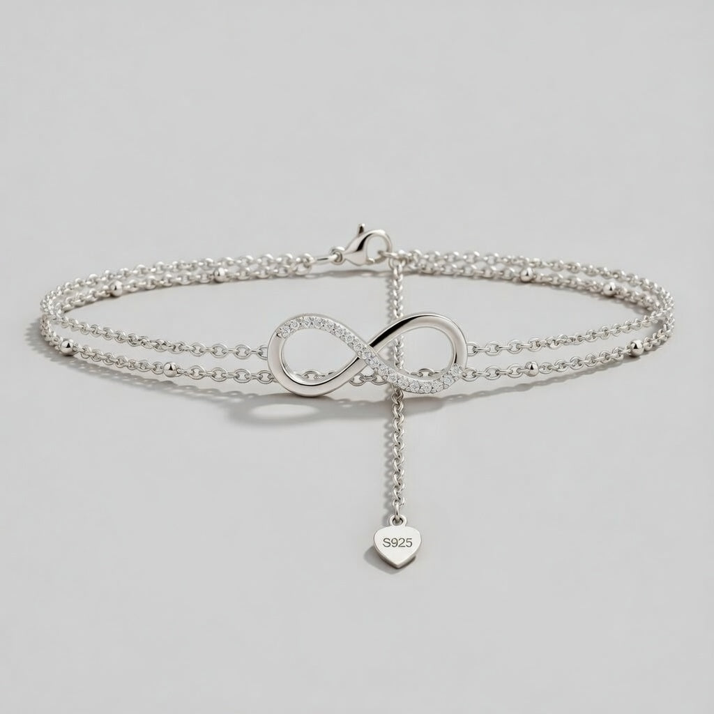 Timeless - Fotlänk med dubbla kedjor och infinitysymbol