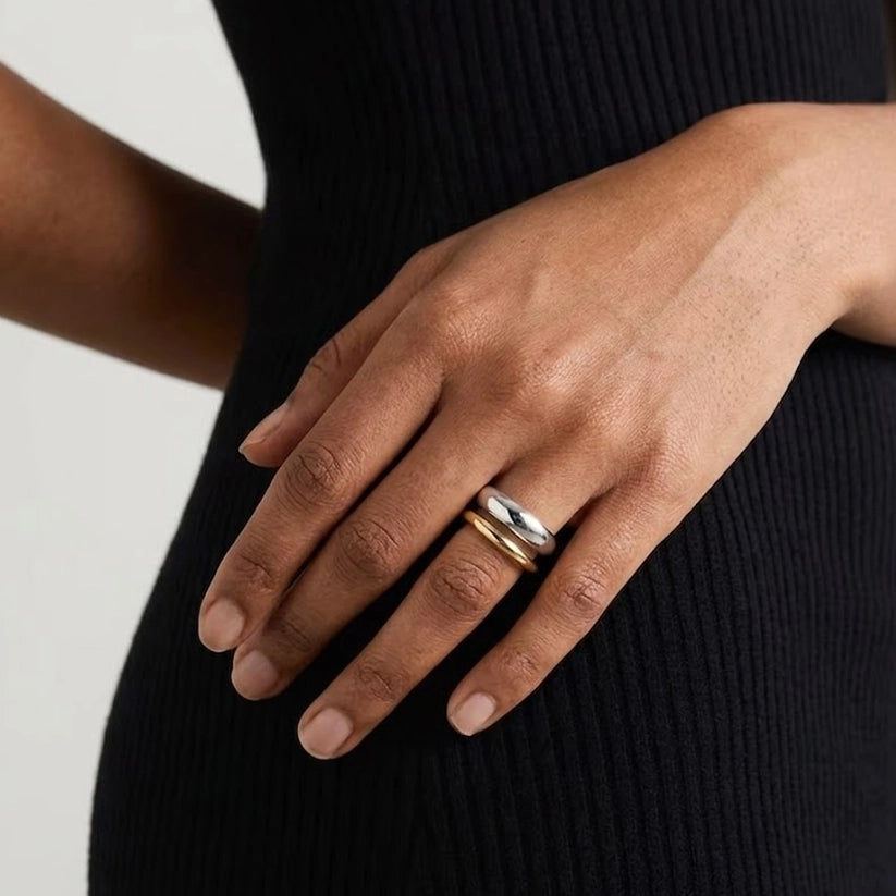 Dual Layer – Justerbar ring i kombinerad silver och guldfärg