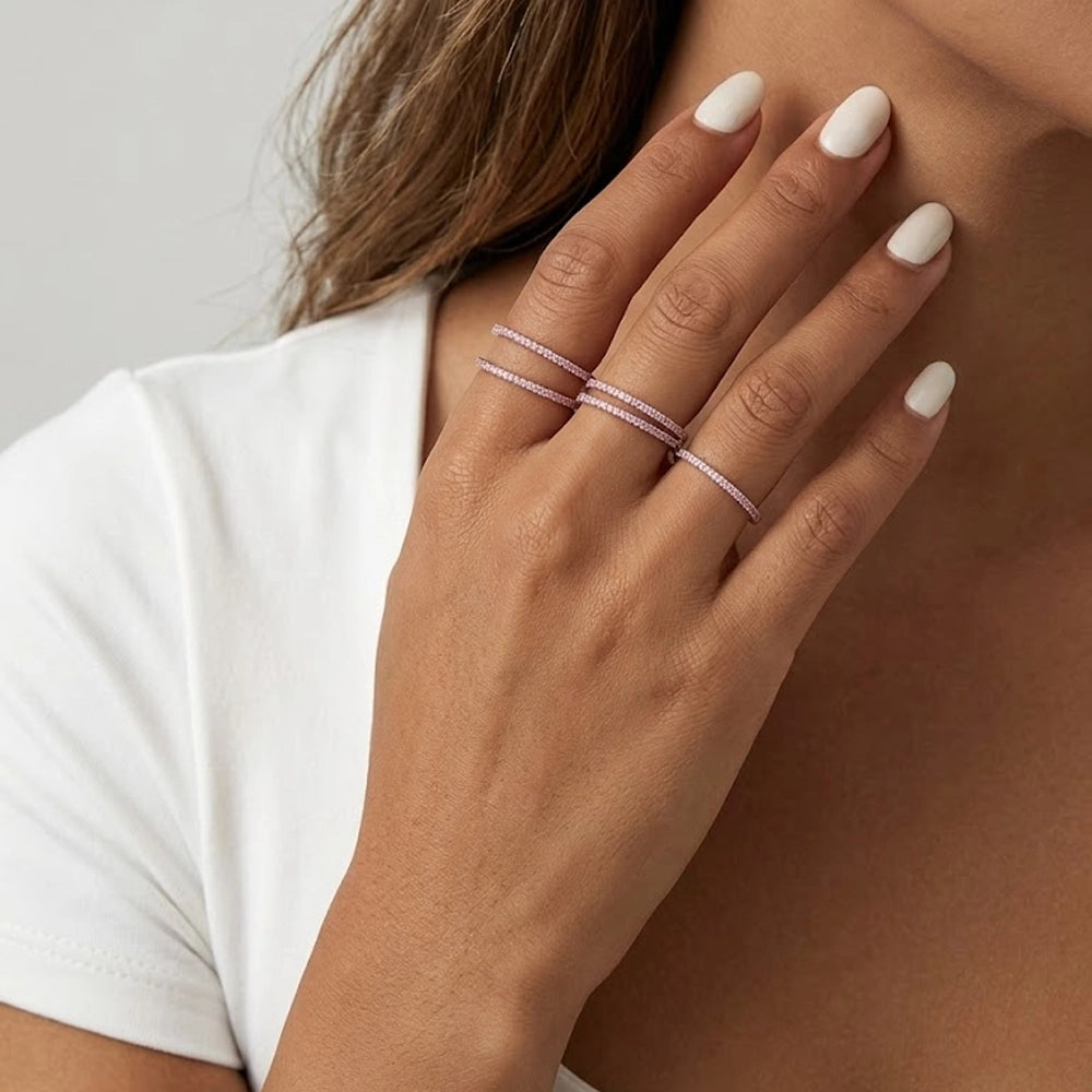 Selma - Ring med rosa stenar