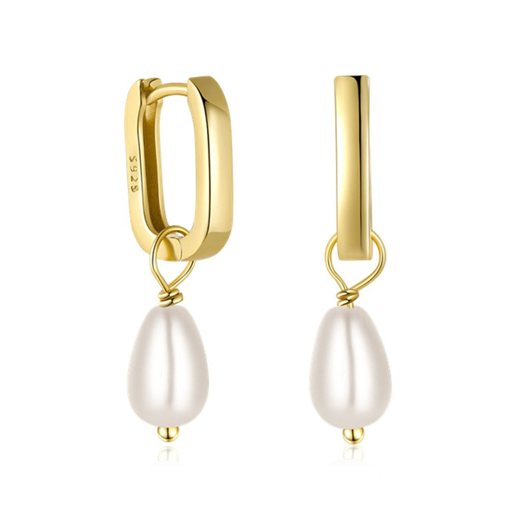 Hevin - Hoops med rektangulär form och pärla