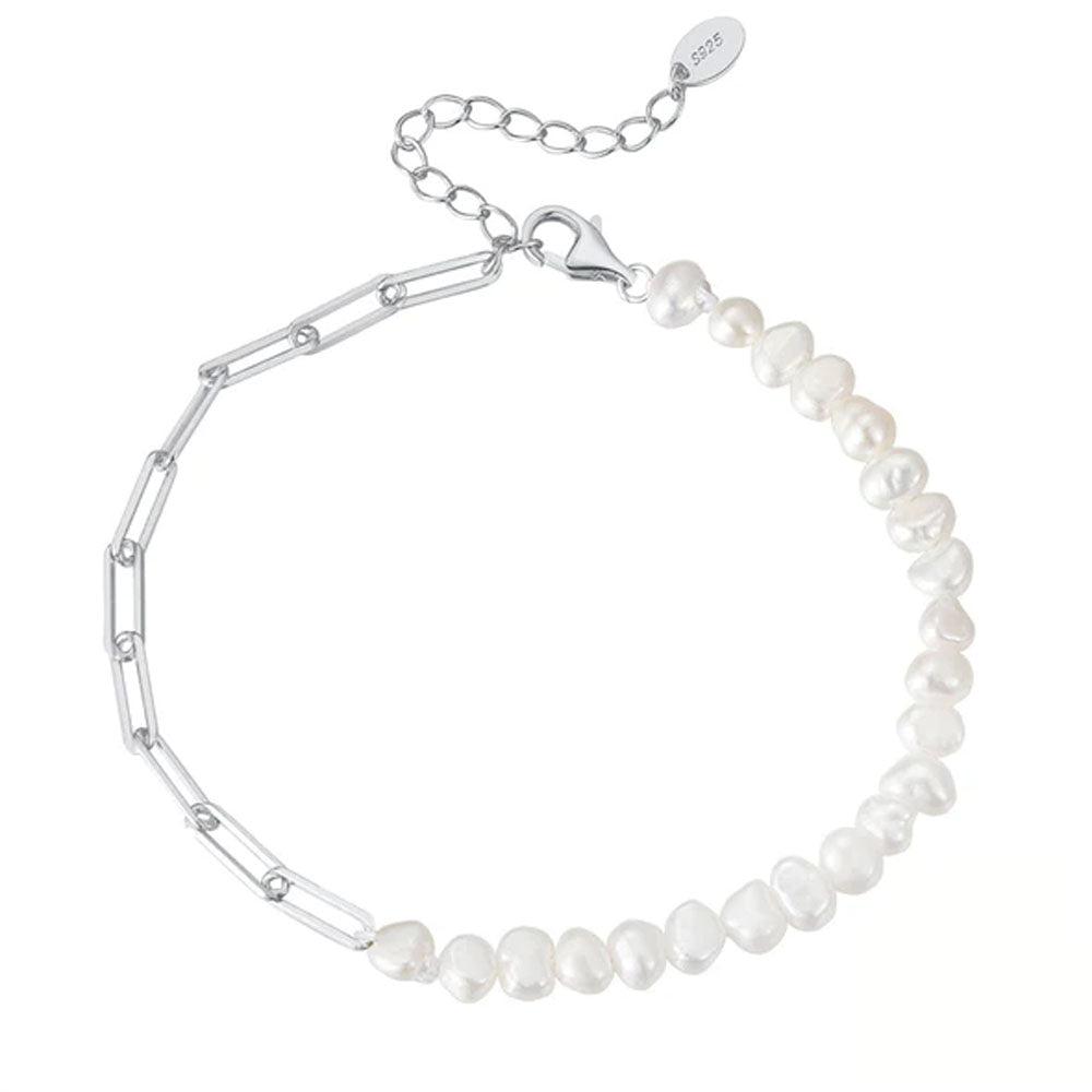 Pärla - Armband med pärlor och ankarkedja