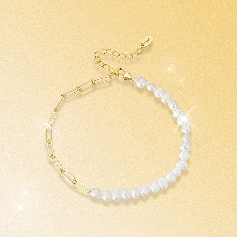 Pärla - Armband med pärlor och ankarkedja