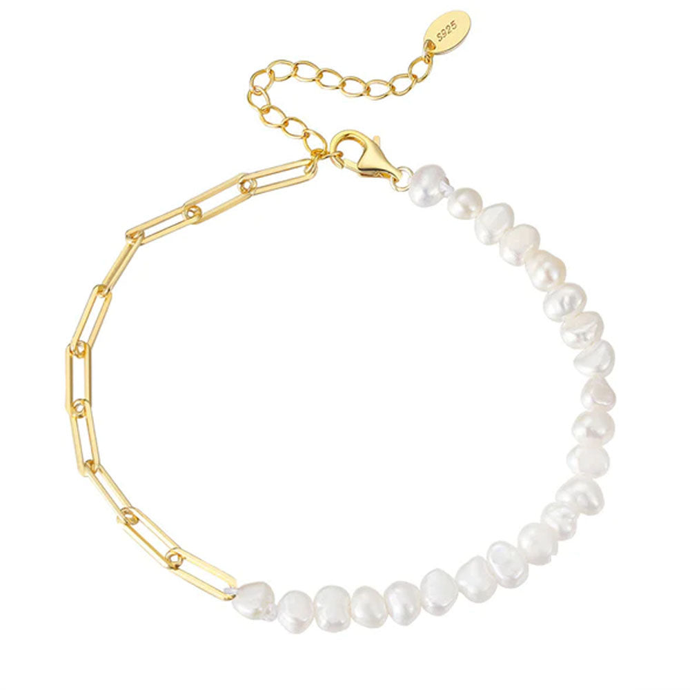 Pärla - Armband med pärlor och ankarkedja