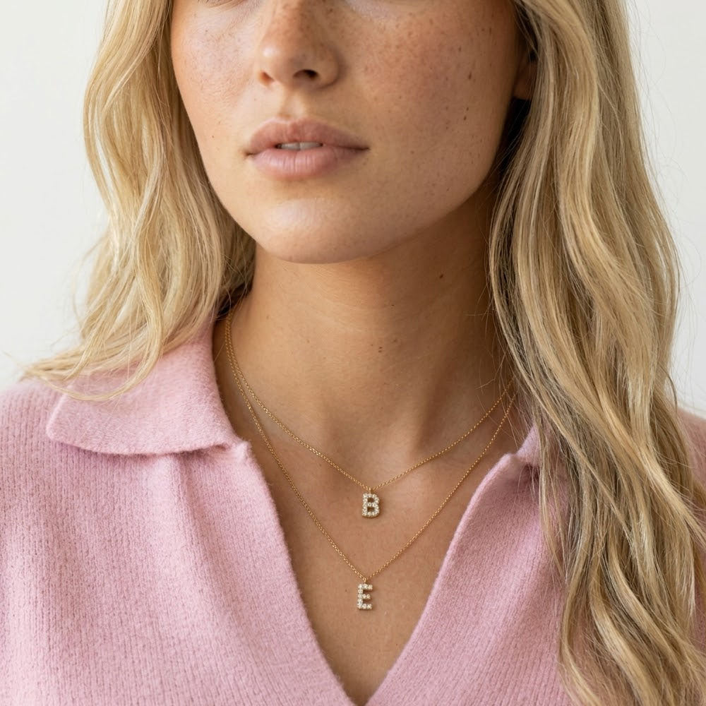 Alfa - Halsband med glitterbokstav