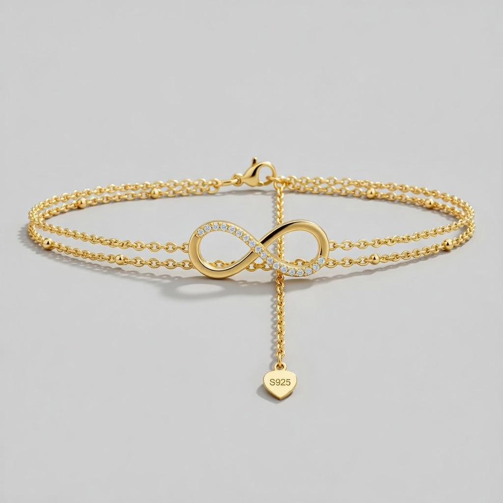 Timeless - Fotlänk med dubbla kedjor och infinitysymbol