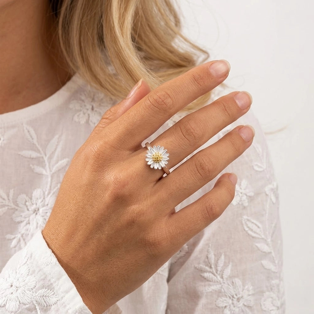 Daisy Flower - Justerbar ring med tusensköna