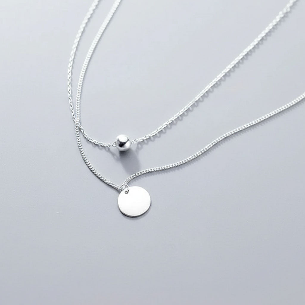 Belle - Halsband med dubbla kedjor och bricka