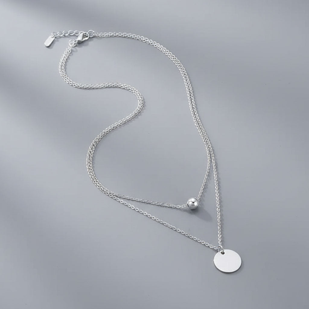 Belle - Halsband med dubbla kedjor och bricka