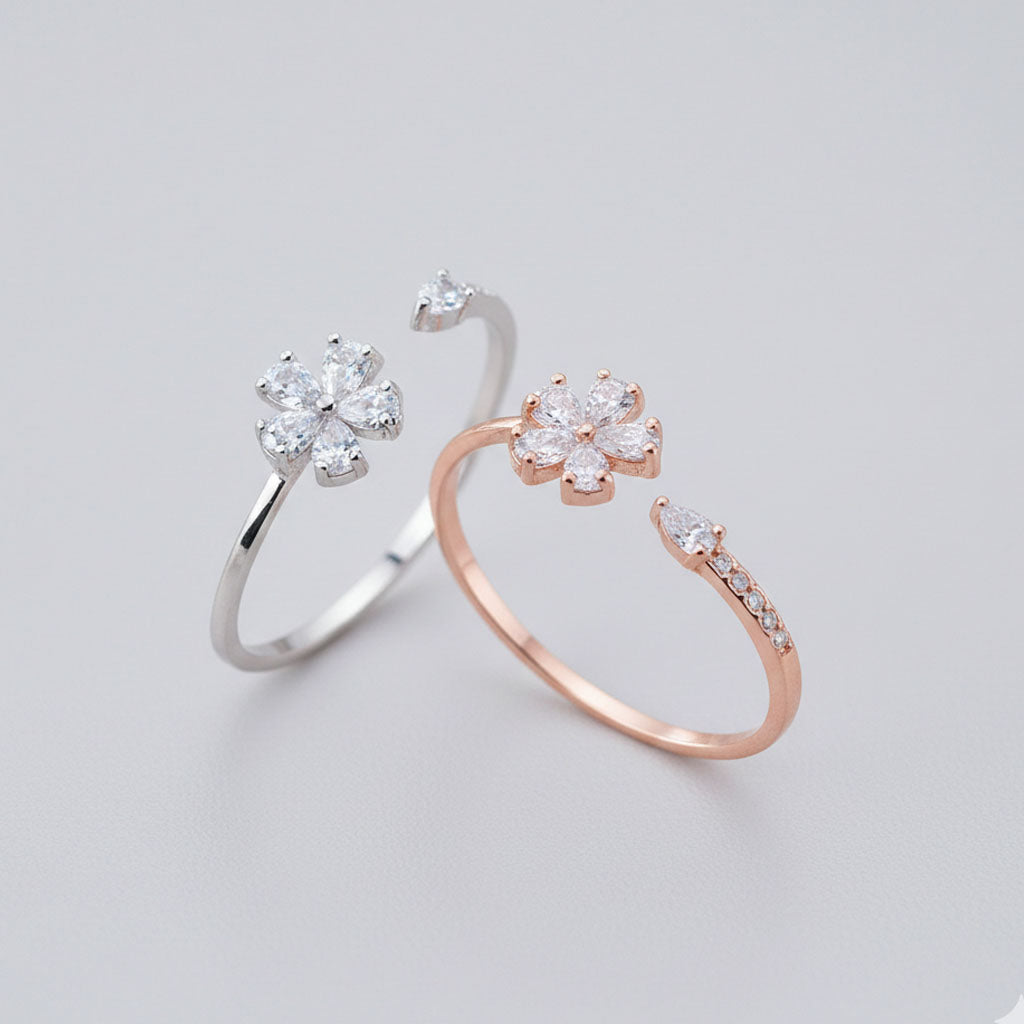 Blomstra - Justerbar ring med blomma