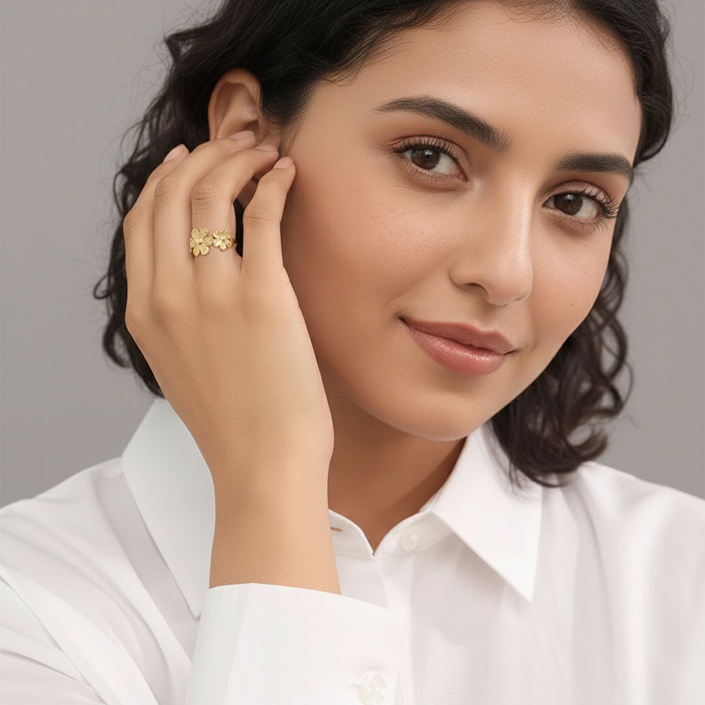 Blossom - Justerbar ring med blommor