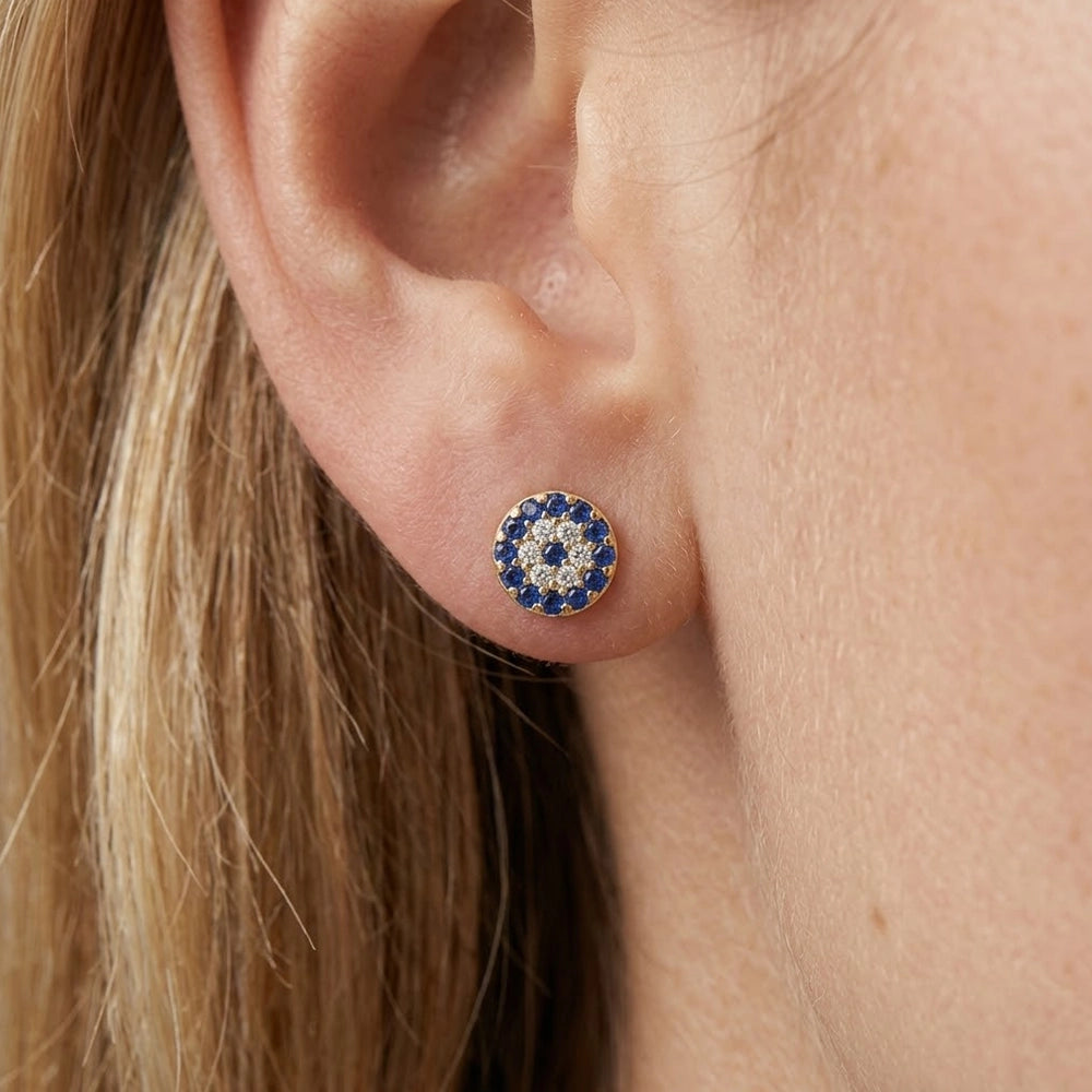 Blue Eyes - Runda studs med blå stenar