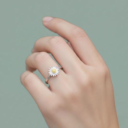 Daisy Flower - Justerbar ring med tusensköna