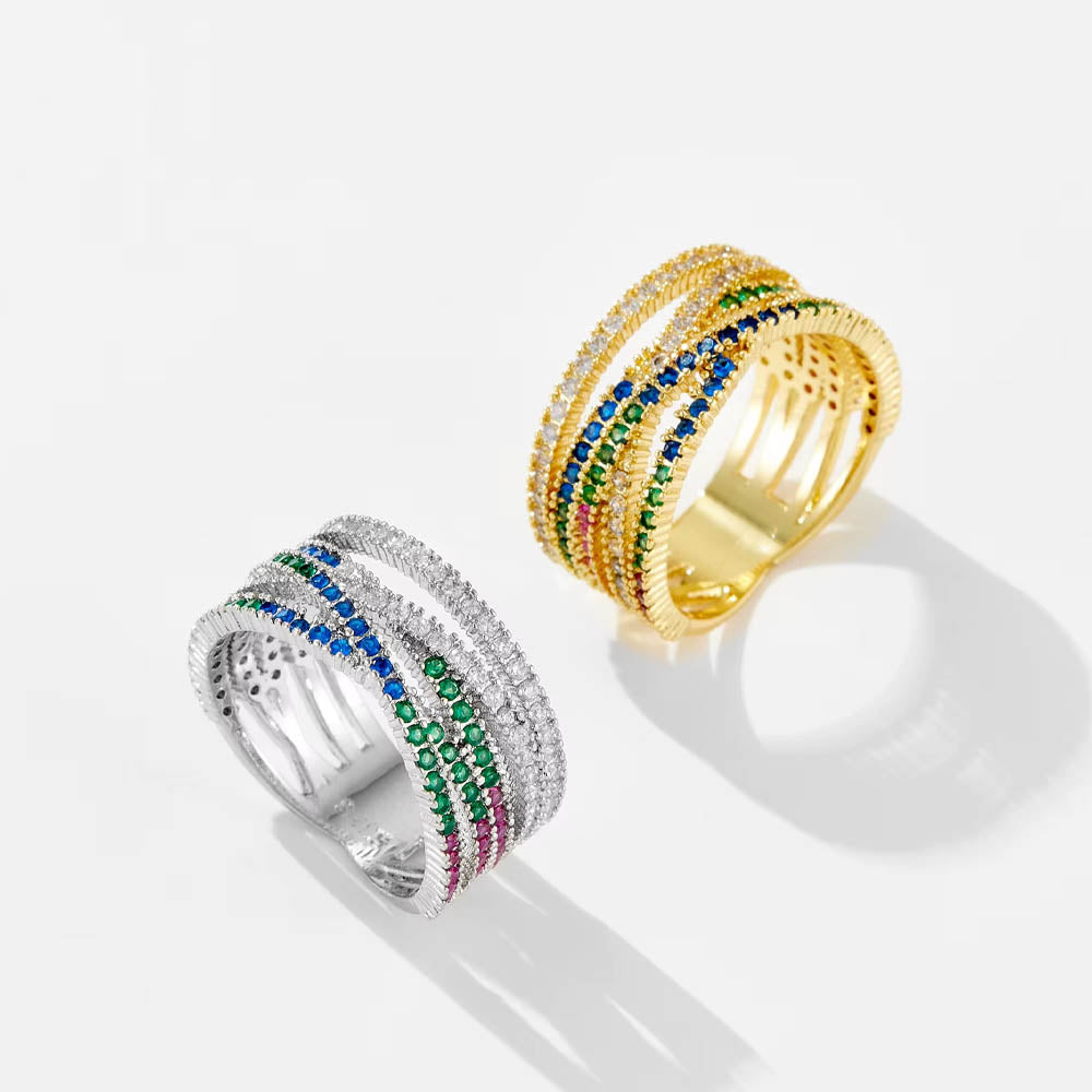 Dasha - Ring med omlottdesign och färgglada stenar