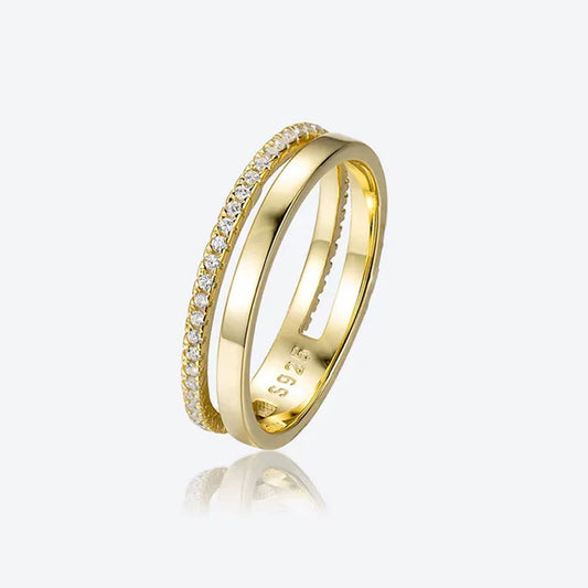 Dotted Diamond - Dubbeldesignad ring med stenar