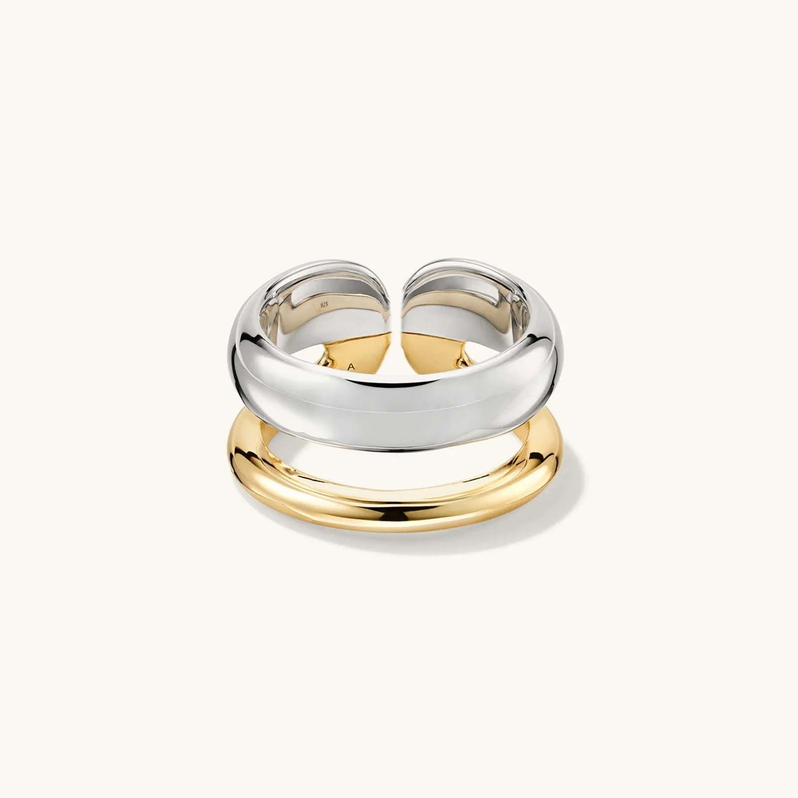 Dual Layer - Justerbar ring i kombinerad silver och guldfärg