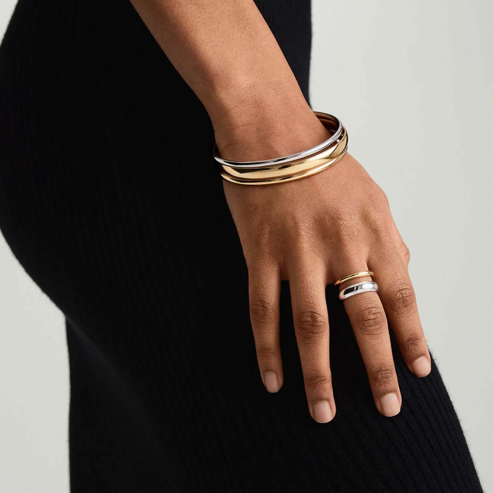 Dual Layer - Justerbar ring i kombinerad silver och guldfärg