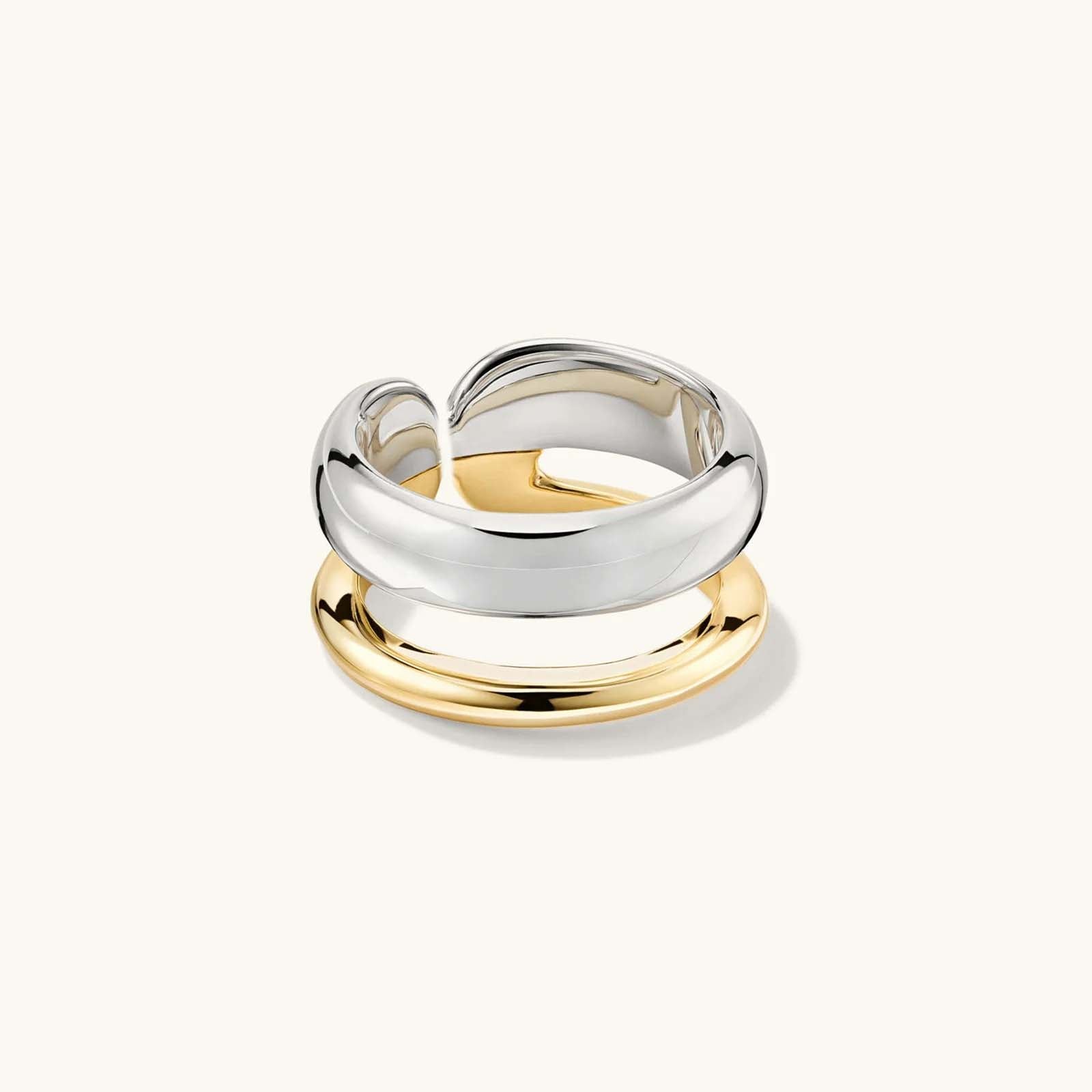 Dual Layer - Justerbar ring i kombinerad silver och guldfärg