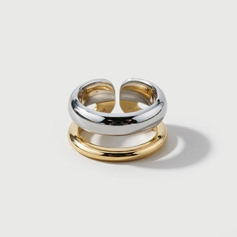 Dual Layer – Justerbar ring i kombinerad silver och guldfärg