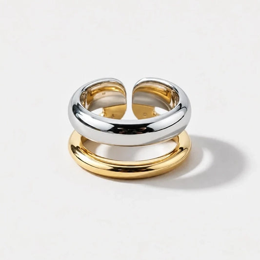 Dual Layer – Justerbar ring i kombinerad silver och guldfärg