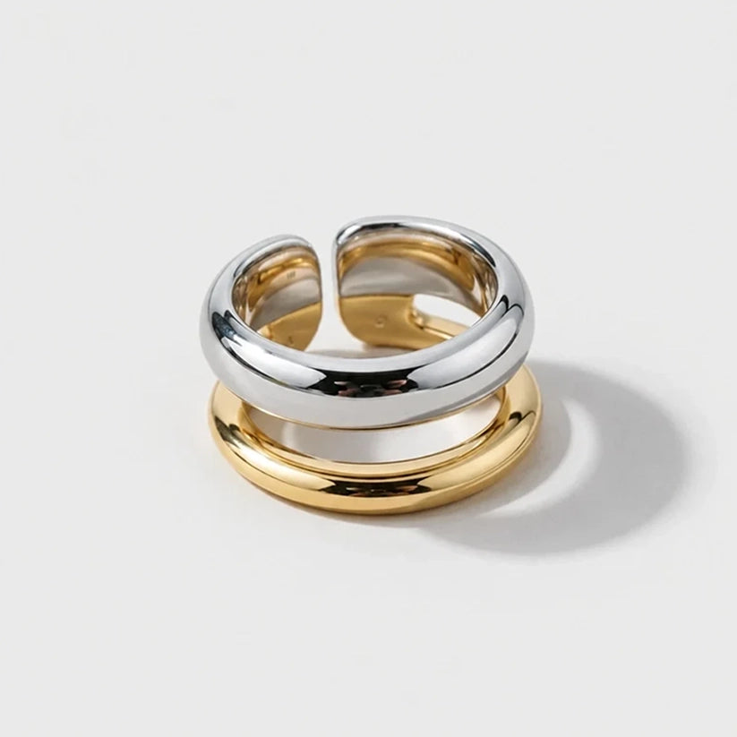 Dual Layer – Justerbar ring i kombinerad silver och guldfärg