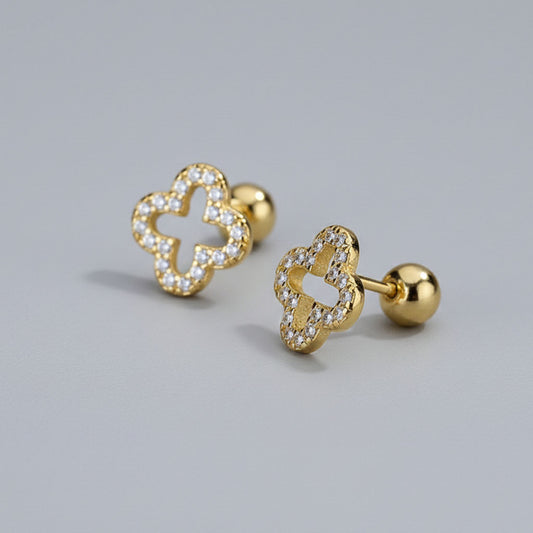 Fortune Bloom - Studs med fyrklöver och skruvplopp