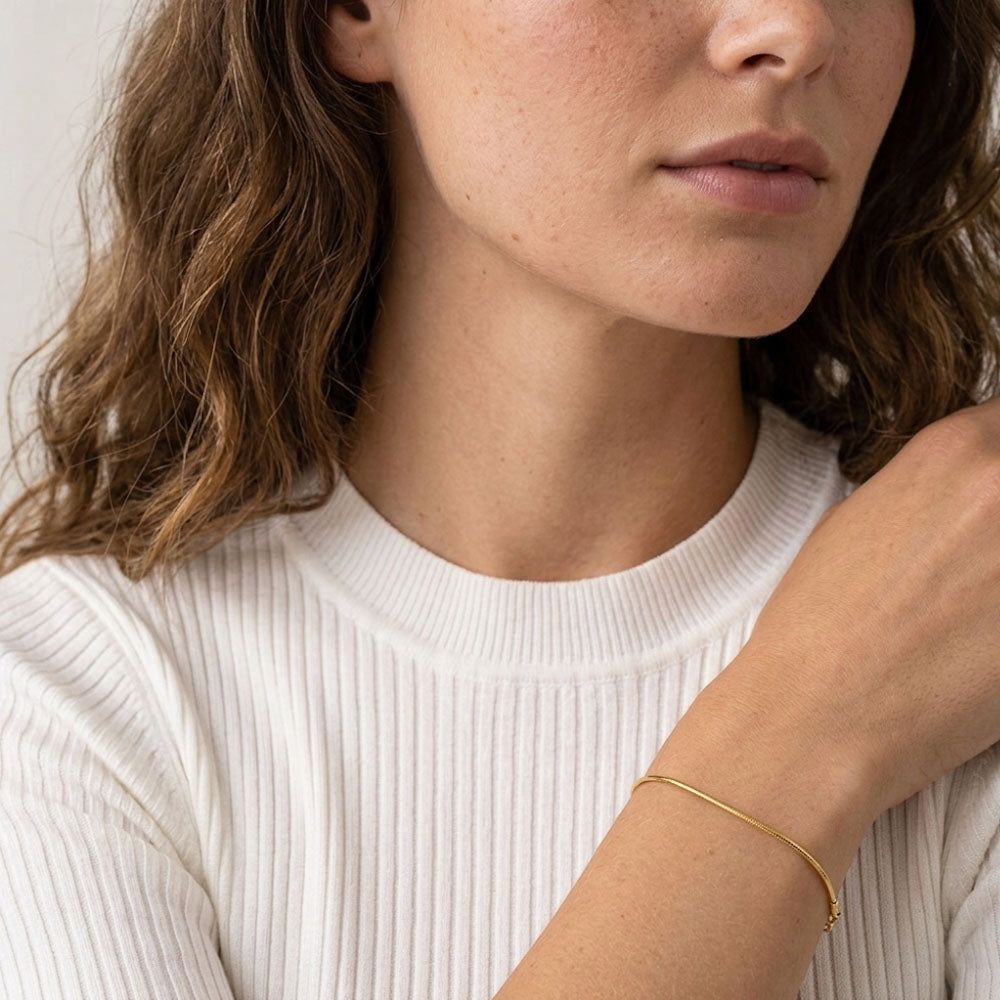 Gabriella - Armband i tunnare rundad ormbenskedja