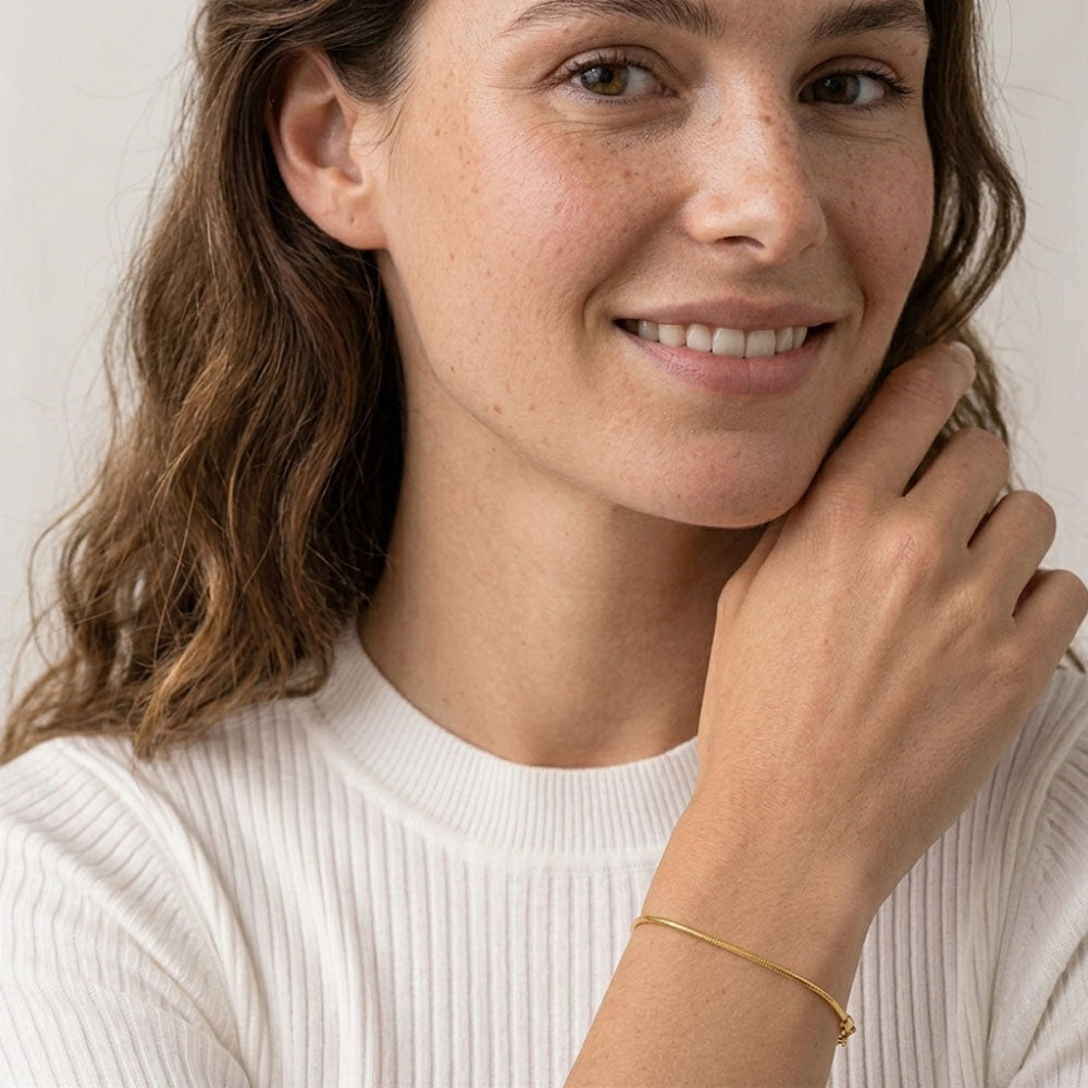 Gabriella - Armband i tunnare rundad ormbenskedja