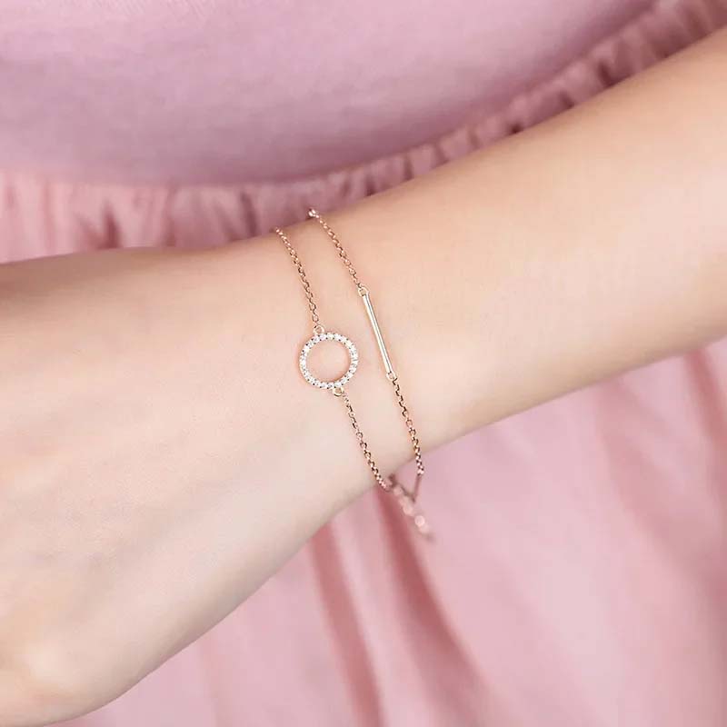 Harpa - Armband med dubbla kedjor och glittrande dekoration