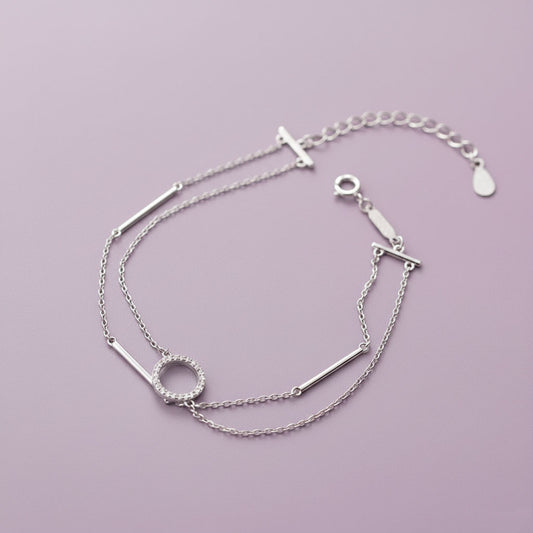 Harpa - Armband med dubbla kedjor och glittrande dekoration