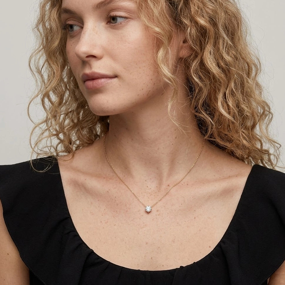 Ingrid - Halsband med rund solitärsten