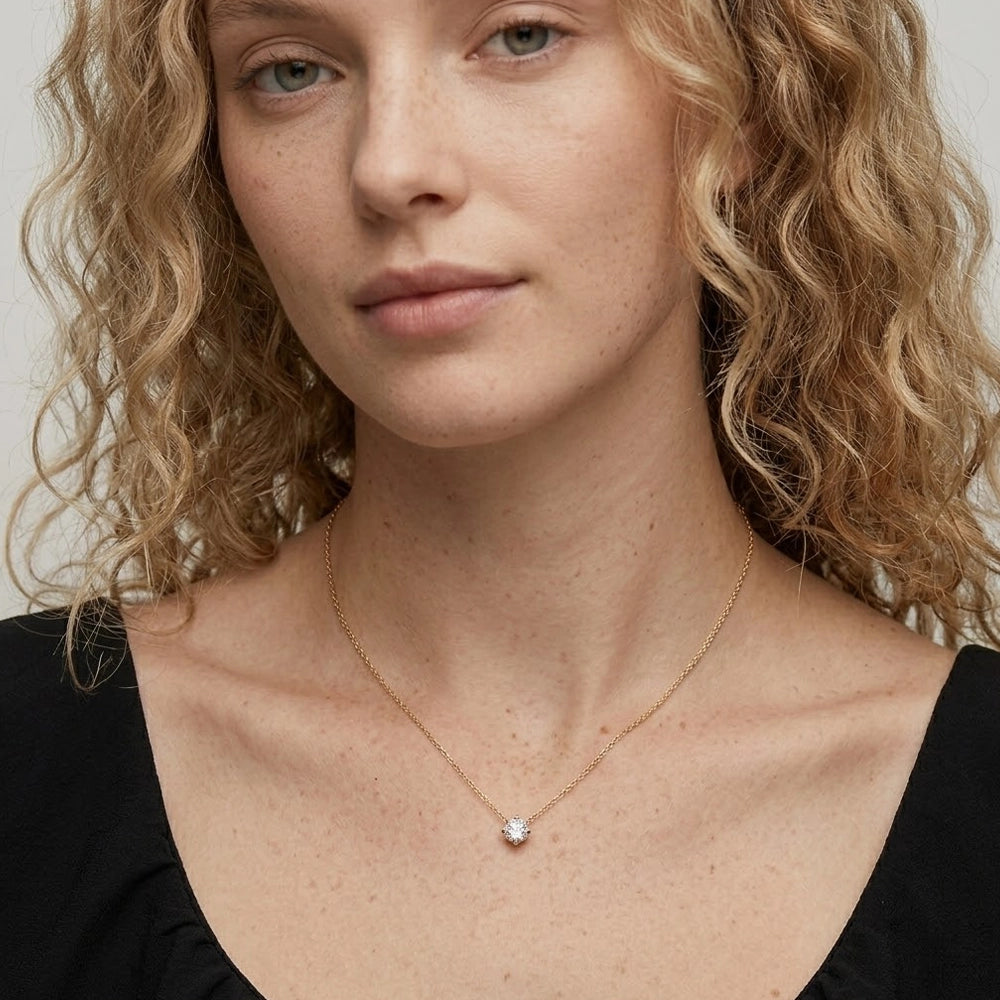 Ingrid - Halsband med rund solitärsten