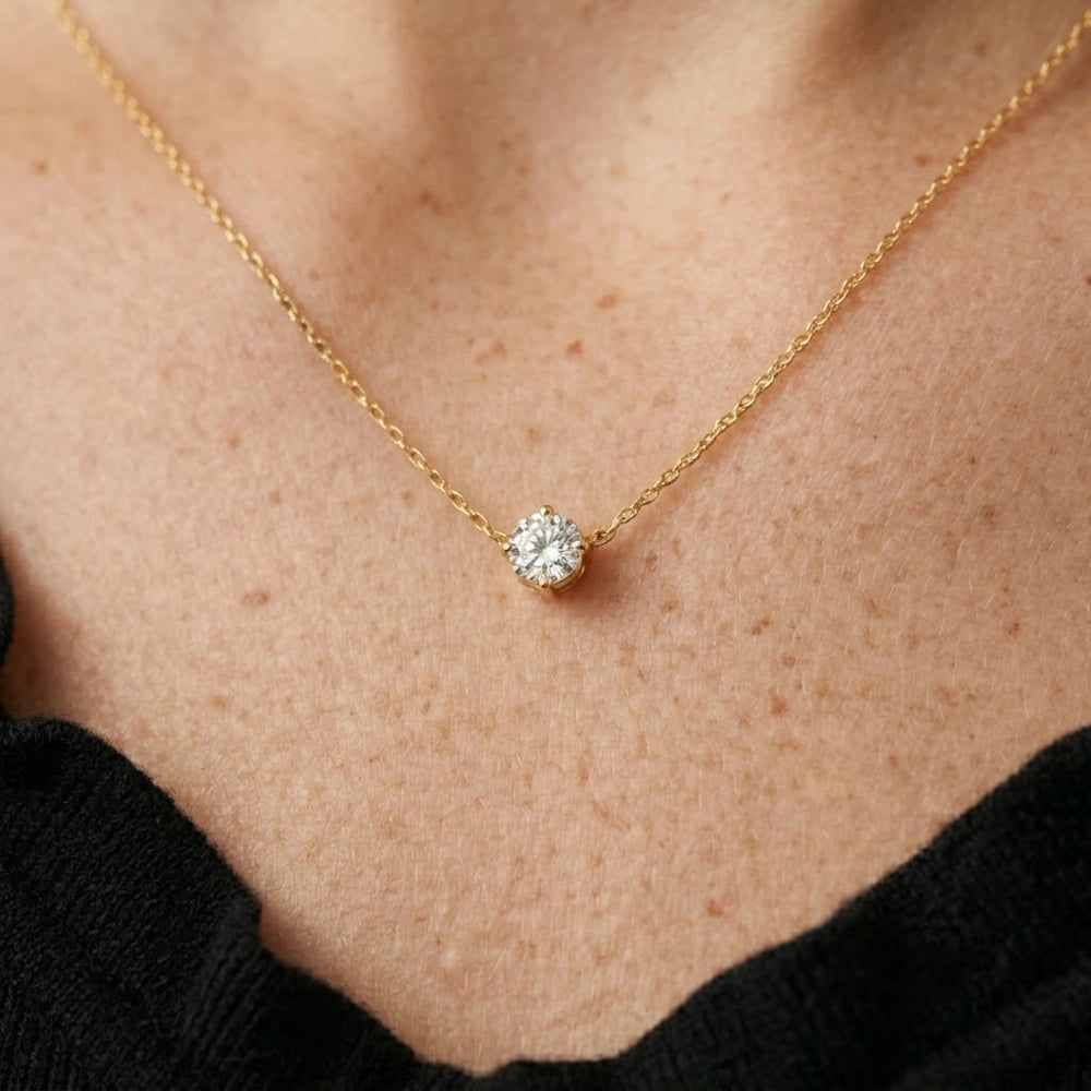 Ingrid – Halsband med rund solitärsten