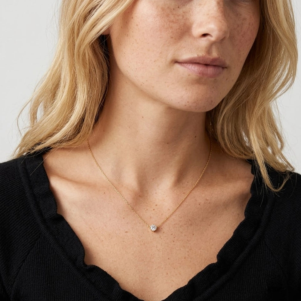 Ingrid – Halsband med rund solitärsten