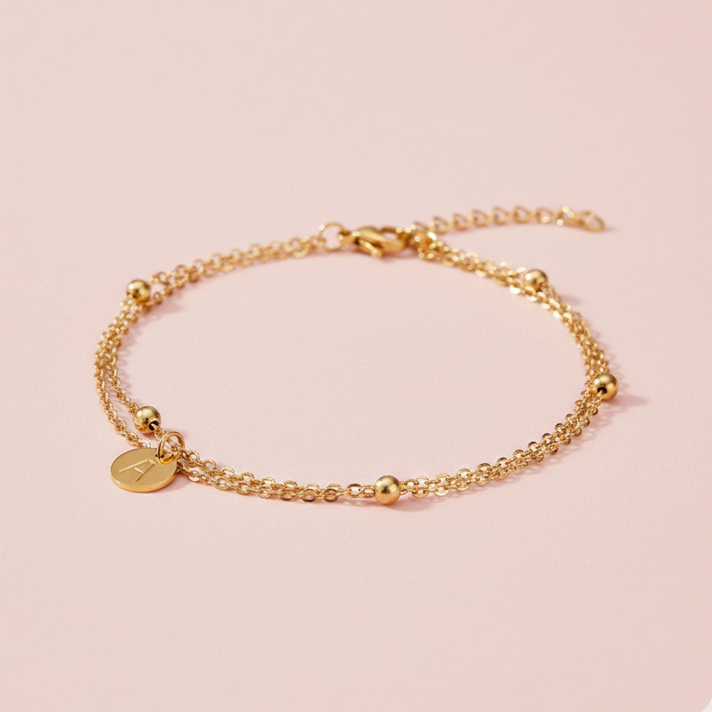 Initial - Armband med bokstavsbricka