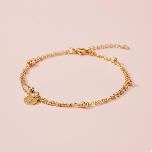 Initial - Armband med bokstavsbricka