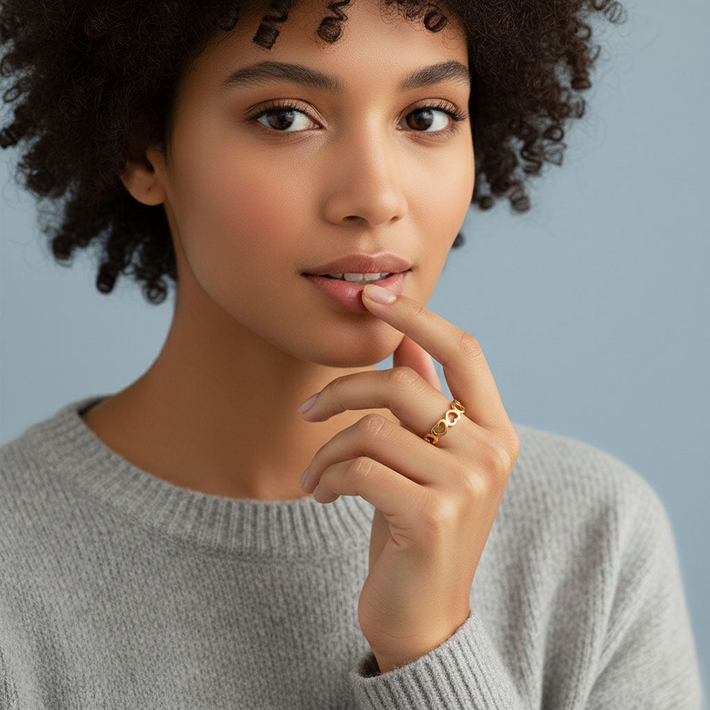 Lova - Justerbar ring med sammanlänkande hjärtan