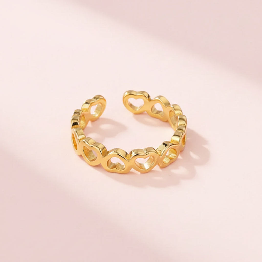 Lova - Justerbar ring med sammanlänkande hjärtan