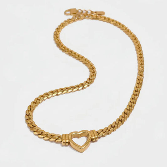 Lovis - halsband i grövre kedja och hjärta