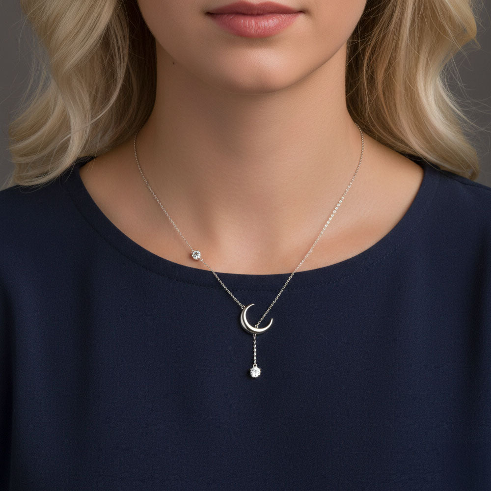 Lune - Halsband med halvmåne och stenar