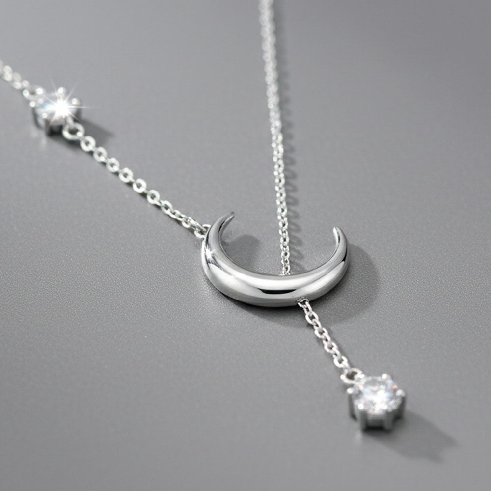 Lune - Halsband med halvmåne och stenar