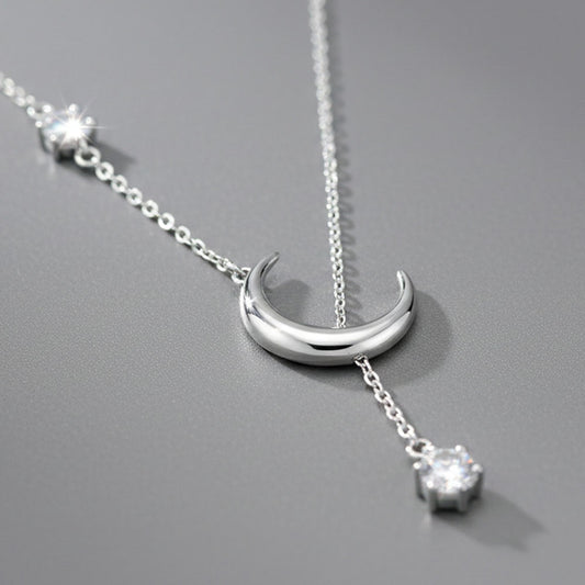 Lune - Halsband med halvmåne och stenar