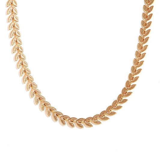 Madeline - Halsband med kedja av sammanlänkade löv