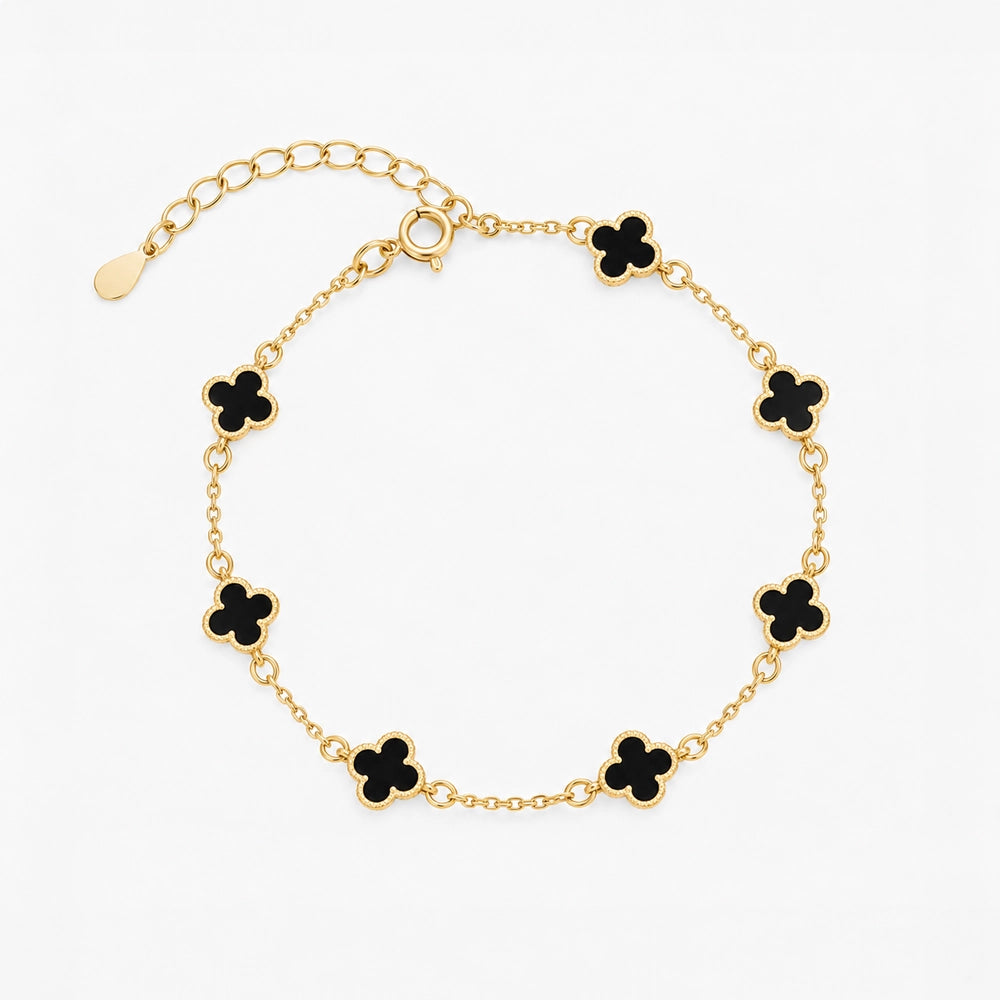 Raven – Armband med fyrklöverdetaljer och svart onyx