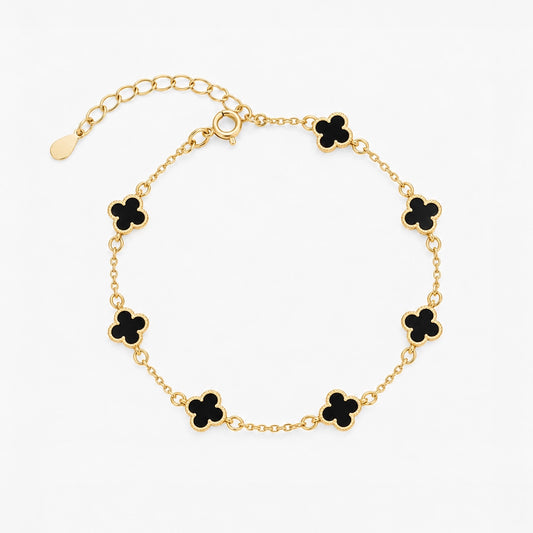 Raven – Armband med fyrklöverdetaljer och svart onyx