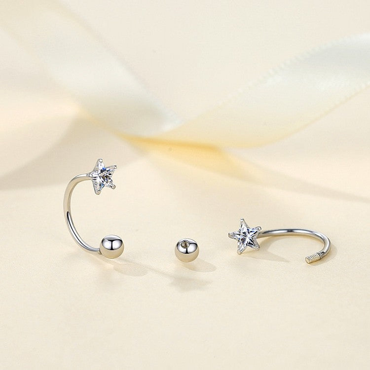 Stardust - Örhängen med krokdesign och skruvplopp