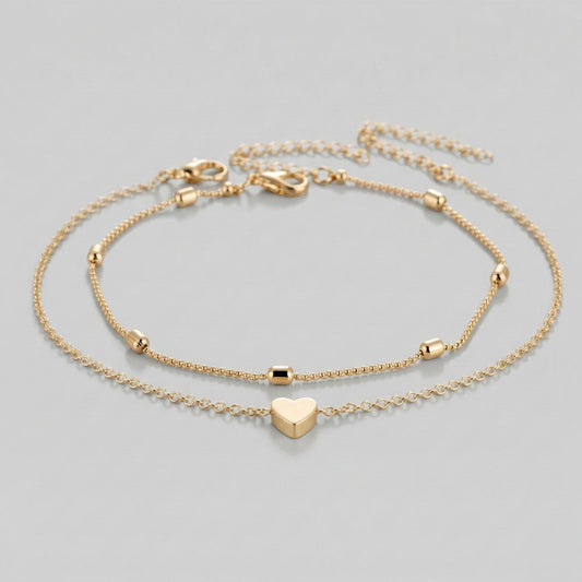 Summer Love - Fotlänk med dubbla kedjor och litet hjärta