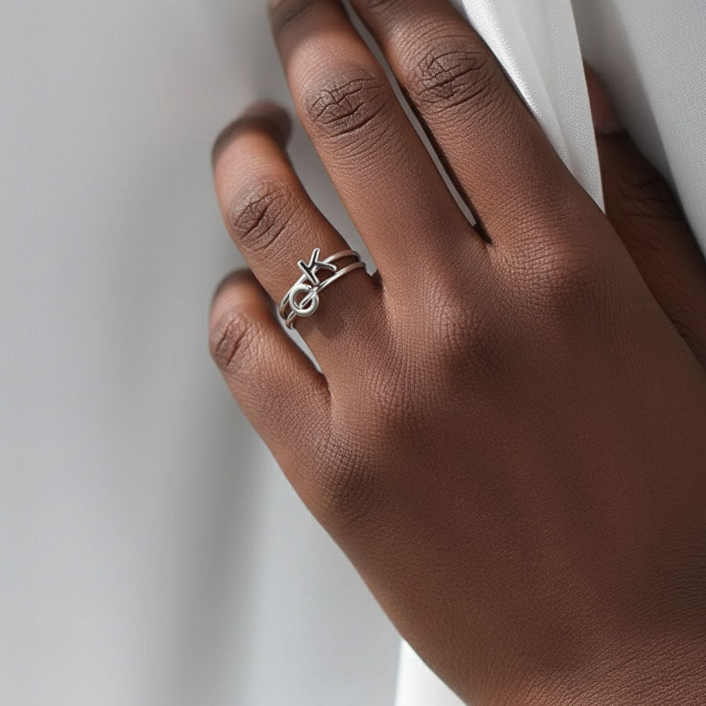 Unique - Justerbar ring med bokstav